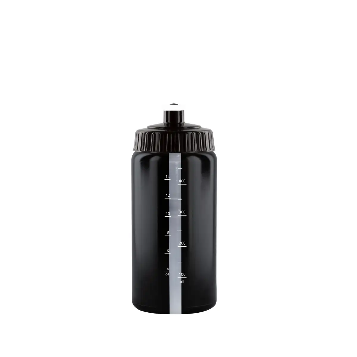 Sport-Trinkflasche Gripper Bio schwarz 500 ml – individuell bedruckte Sportflasche mit Sichtstreifen und Skala