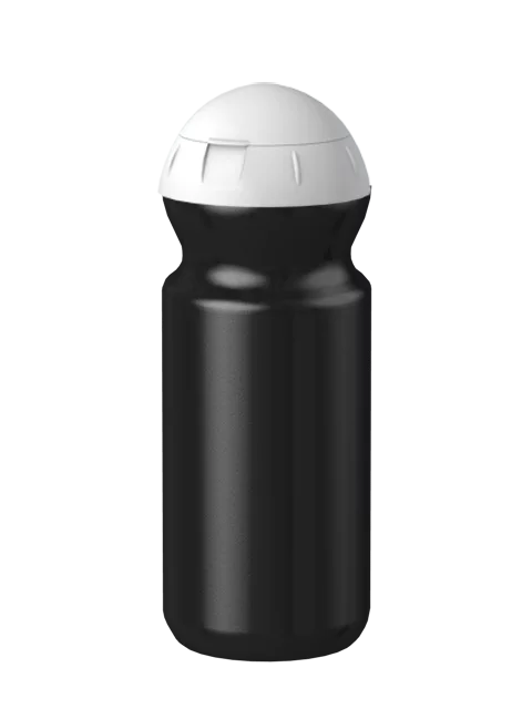 Fitness-Trinkflasche Classic mit Klappverschluss Flaschenfarbe: Schwarz Volumen: 500 ml Verschlussfarbe: Weiss Druck: ohne Druck