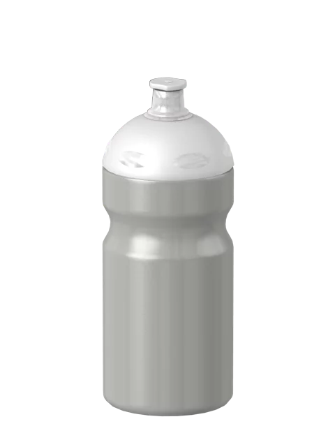 Sport-Trinkflasche Basic Flaschenfarbe: Silber Volumen: 500 ml Verschlussfarbe: Weiss Druck: ohne Druck