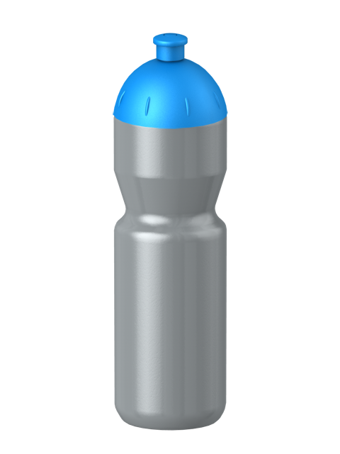 Fitness-Trinkflasche Classic Flaschenfarbe: Silber Volumen: 750 ml Verschlussfarbe: Cyan Druck: ohne Druck