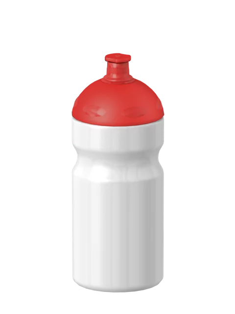 Sport-Trinkflasche Basic Flaschenfarbe: Weiss Volumen: 500 ml Verschlussfarbe: Rot Druck: ohne Druck