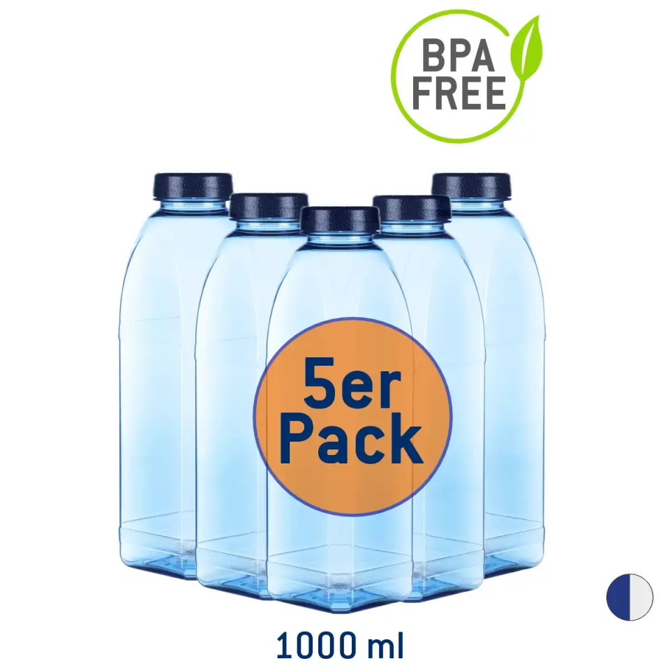 Kavodrink Blue Style Tritan-Trinkflaschen-Set eckig 1000 ml