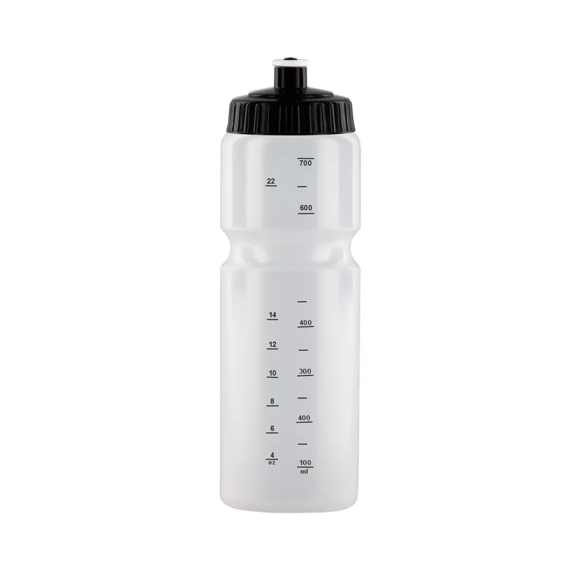 Gripper Sporttrinkflasche 750 ml in Weiß – bedruckbar mit Logo für Vereine und Unternehmen mit Sichtstreifen und Skala