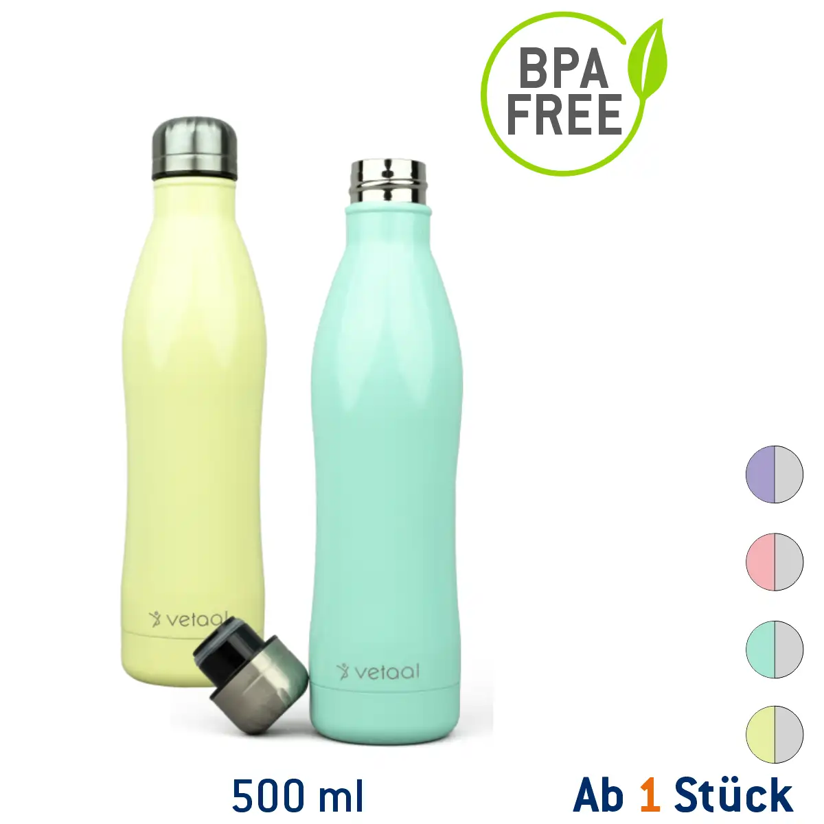 Thermo Edelstahl-Trinkflasche Freya Farbe: pastellgelb Gravur: ohne Gravur