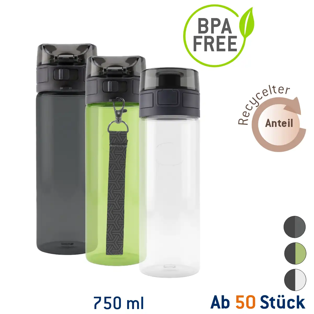 Tritan Renew-Trinkflasche 20six 750ml Flaschenfarbe: Black frosted Druck: ohne Druck